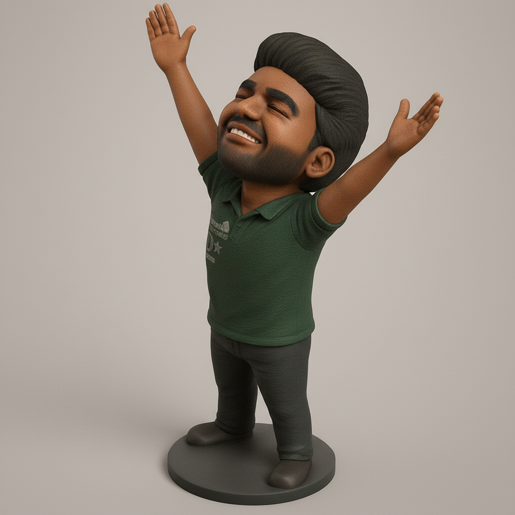 face anatomy 3d model-create 3d face model from photo_Uplifting Joyful Man Caricature: Celebrate Success!