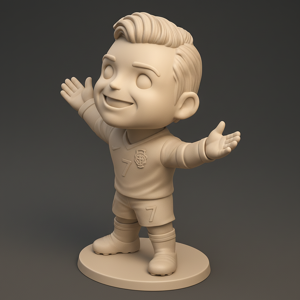 face to 3d model ai-3D portrait printing from photo_Chibi Football Icon: Your Own 3D Printable Soccer Star!
