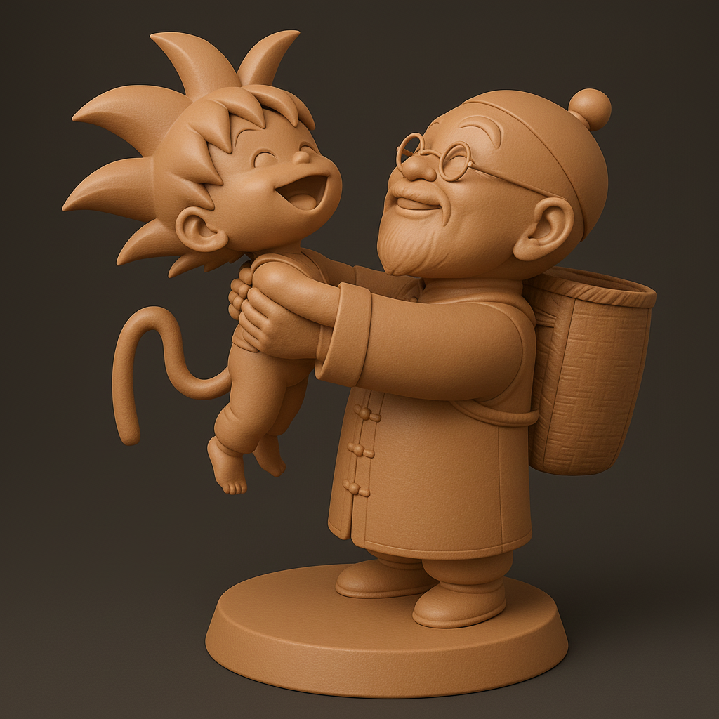 silhouette 3d printer maker-3d portrait printing_Joyful Sage with Playful Child