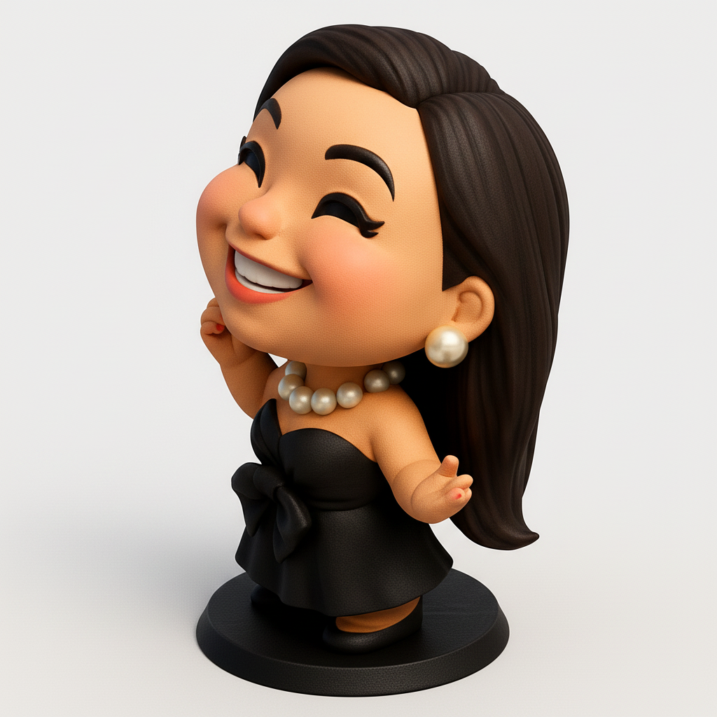 face to 3d model ai-3D portrait printing from photo_Elegant Chibi Pearl Figurine: Celebrat Joy & Style