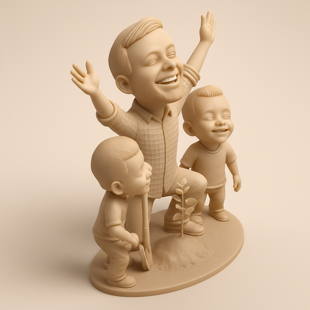 face to 3d model ai-3D portrait printing from photo_Happy Family Tree Planting Keepsake