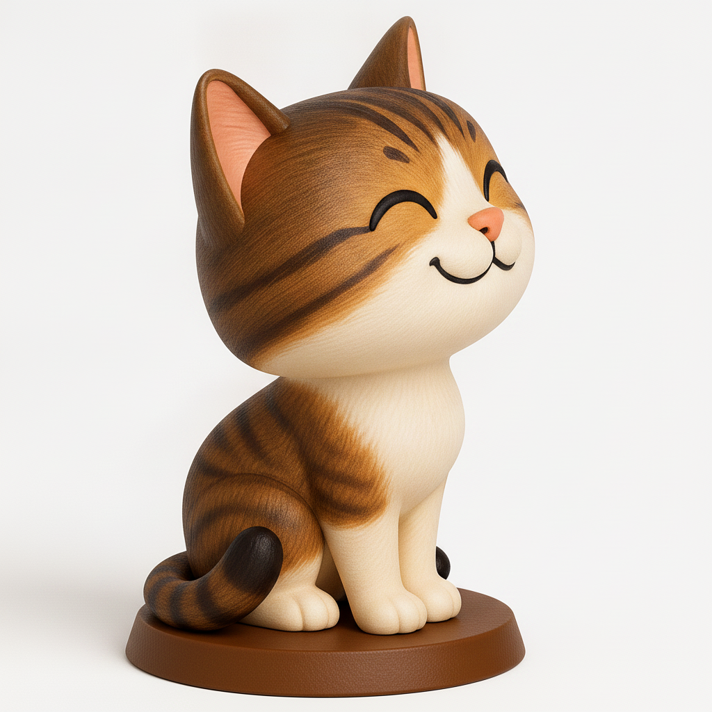 face anatomy 3d model-create 3d face model from photo_Happy Tabby Cat Figurine - Adorable Desktop Decor