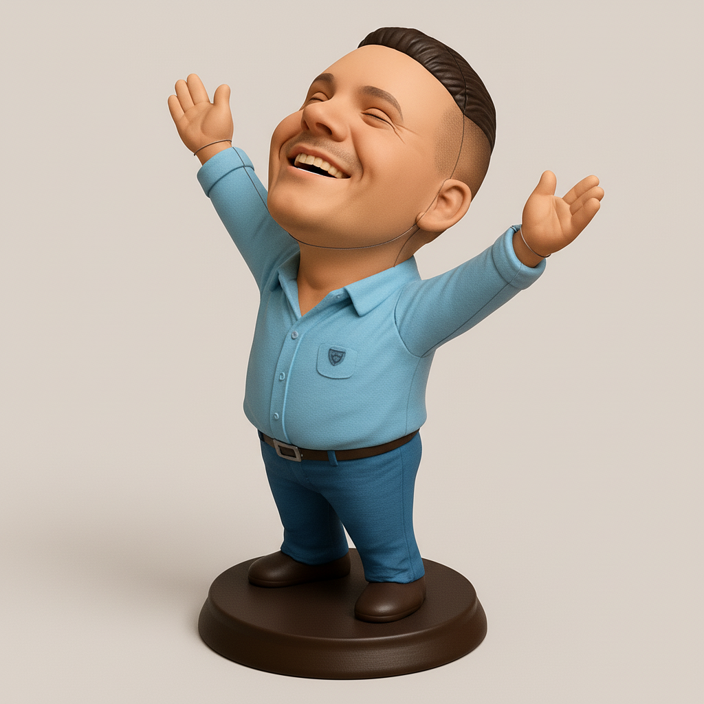 face to 3d model ai-3D portrait printing from photo_Celebrate Success Bobblehead - Unbridled Joy Figure
