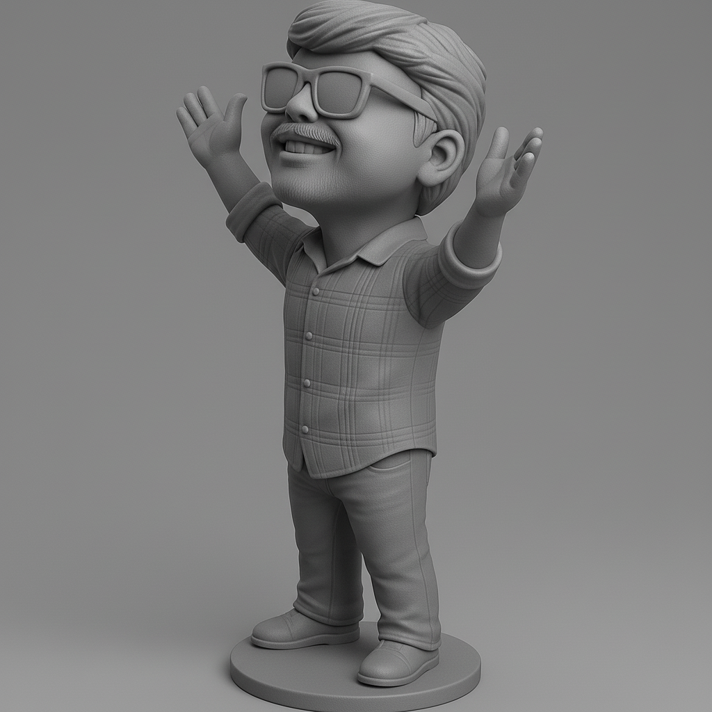 face anatomy 3d model-create 3d face model from photo_Cheerful Character with Outstretched Arms