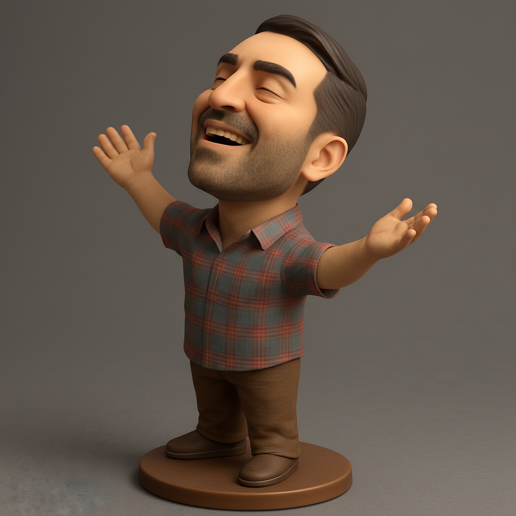 face to 3d model ai-3D portrait printing from photo_Uplifting 'Pure Joy' Bobblehead Collectible