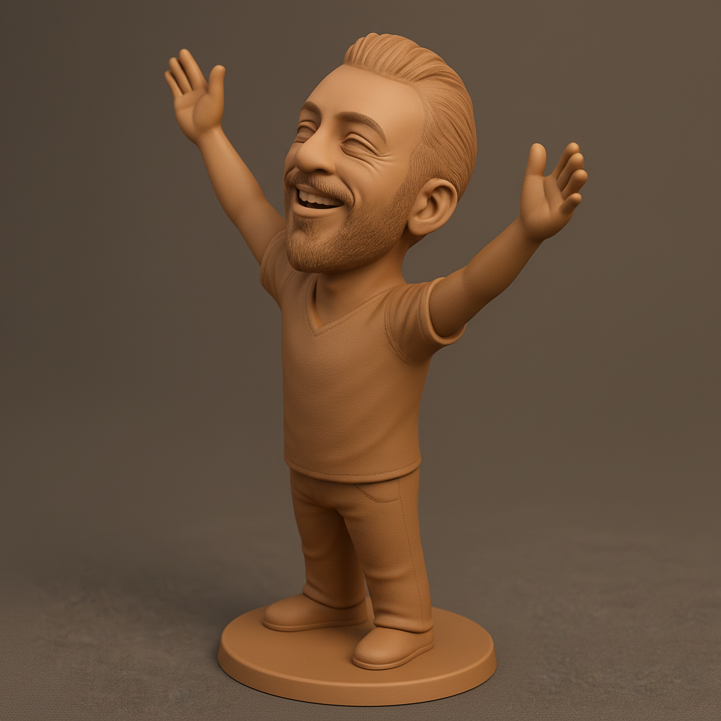 face anatomy 3d model-create 3d face model from photo_Celebrate Success: Happy Caricature Figurine