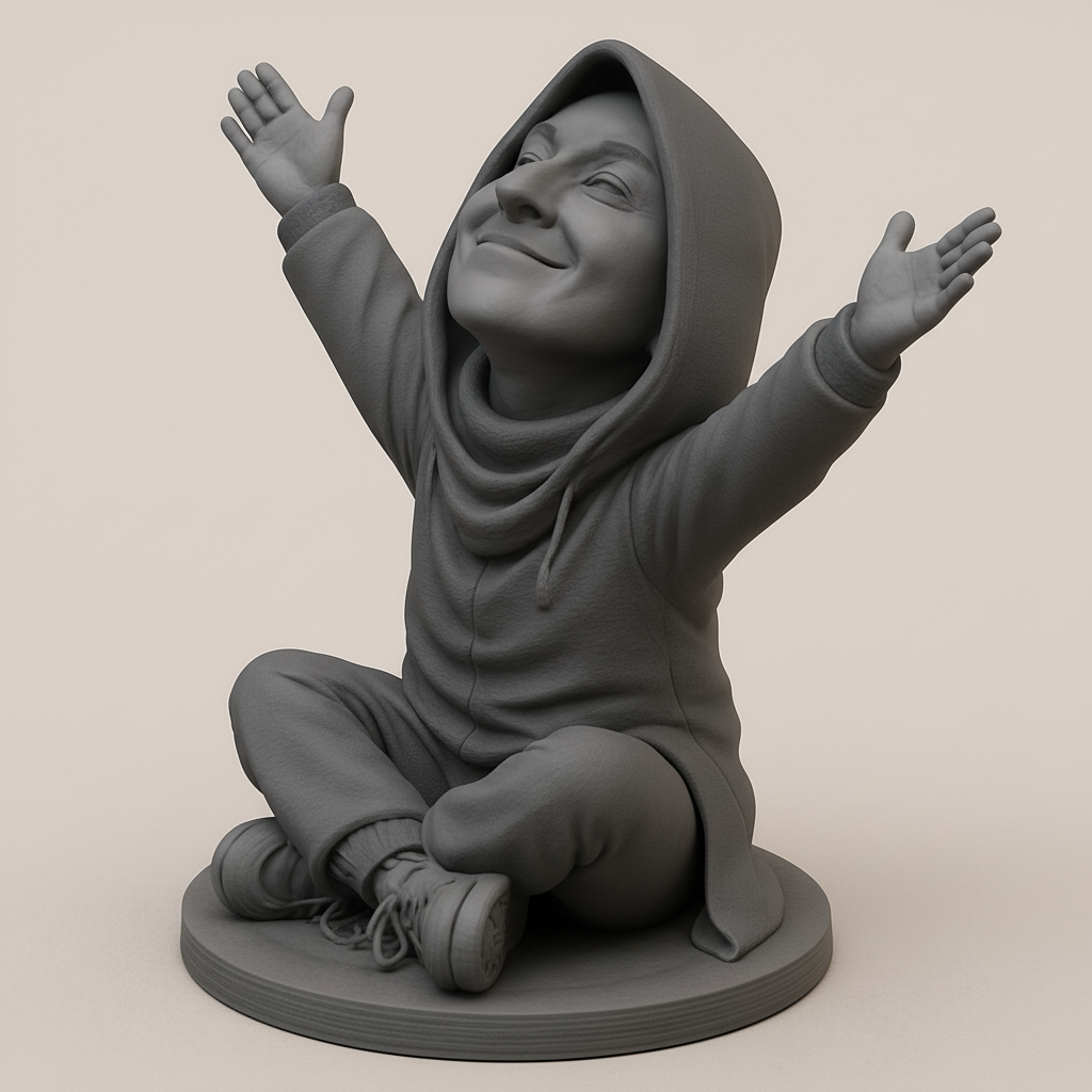 face to 3d model ai-3D portrait printing from photo_Uplifted Spirit: Joyful Meditator Desk Art