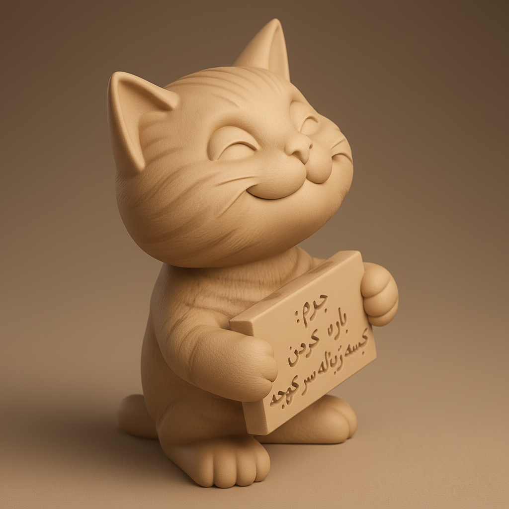 face to 3d model ai-3D portrait printing from photo_Mischievous Cat with Confession Sign - Humorous Decor