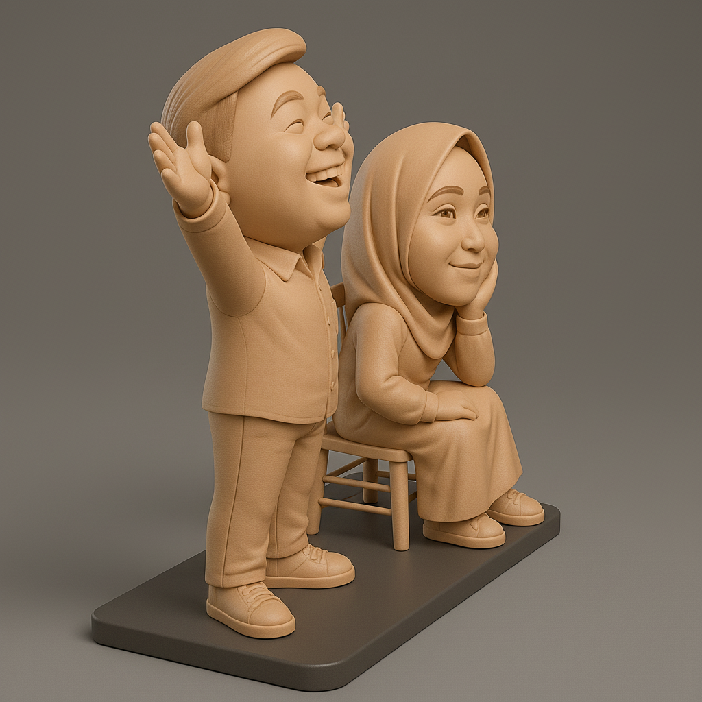 face anatomy 3d model-create 3d face model from photo_Joyful Couple Figurine for 3D Printing