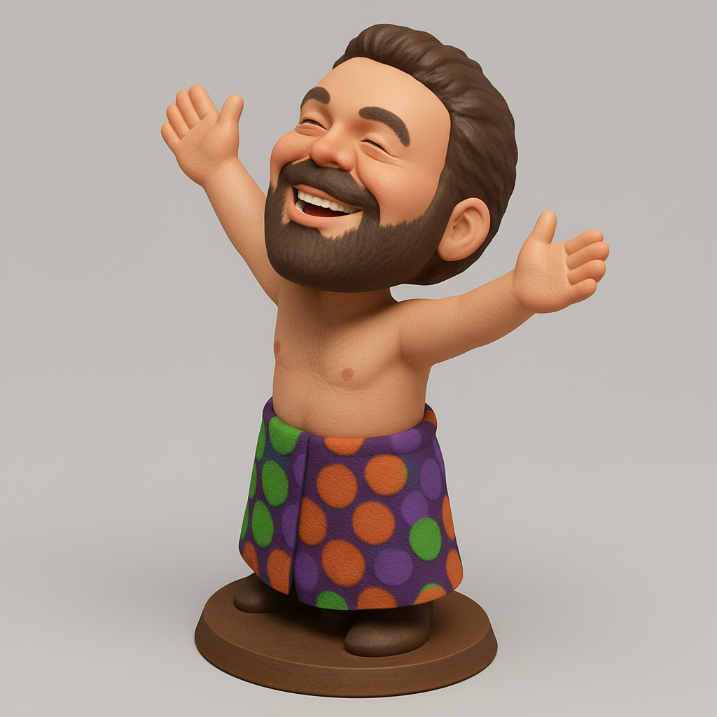 face anatomy 3d model-create 3d face model from photo_Happy Bearded Bobble: Desk Buddy of Pure Joy
