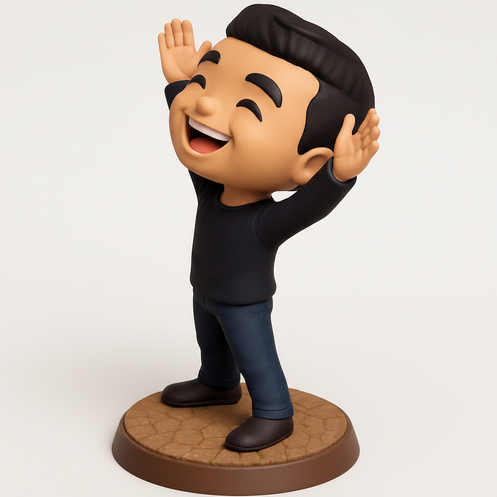 face anatomy 3d model-create 3d face model from photo_Joyful Chibi Character Figure - Spread Positivity!