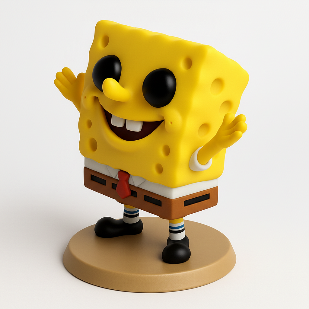 face to 3d model ai-3D portrait printing from photo_Smiling Spongebob Stylized Figure -