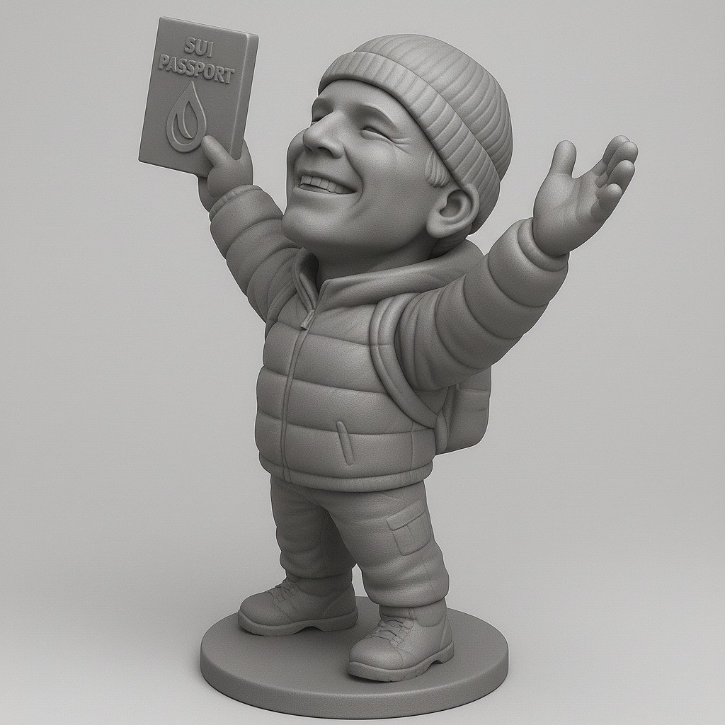 face anatomy 3d model-create 3d face model from photo_SUI Passport Holder: Happy Crypto Journey Figurine