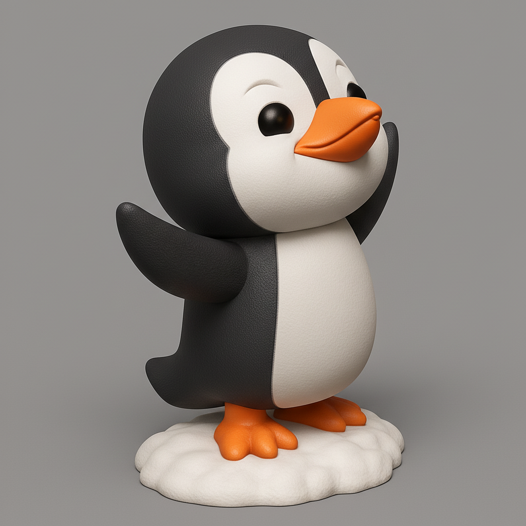 face anatomy 3d model-create 3d face model from photo_Charming Waving Penguin: Easy-Print Desk Decor!