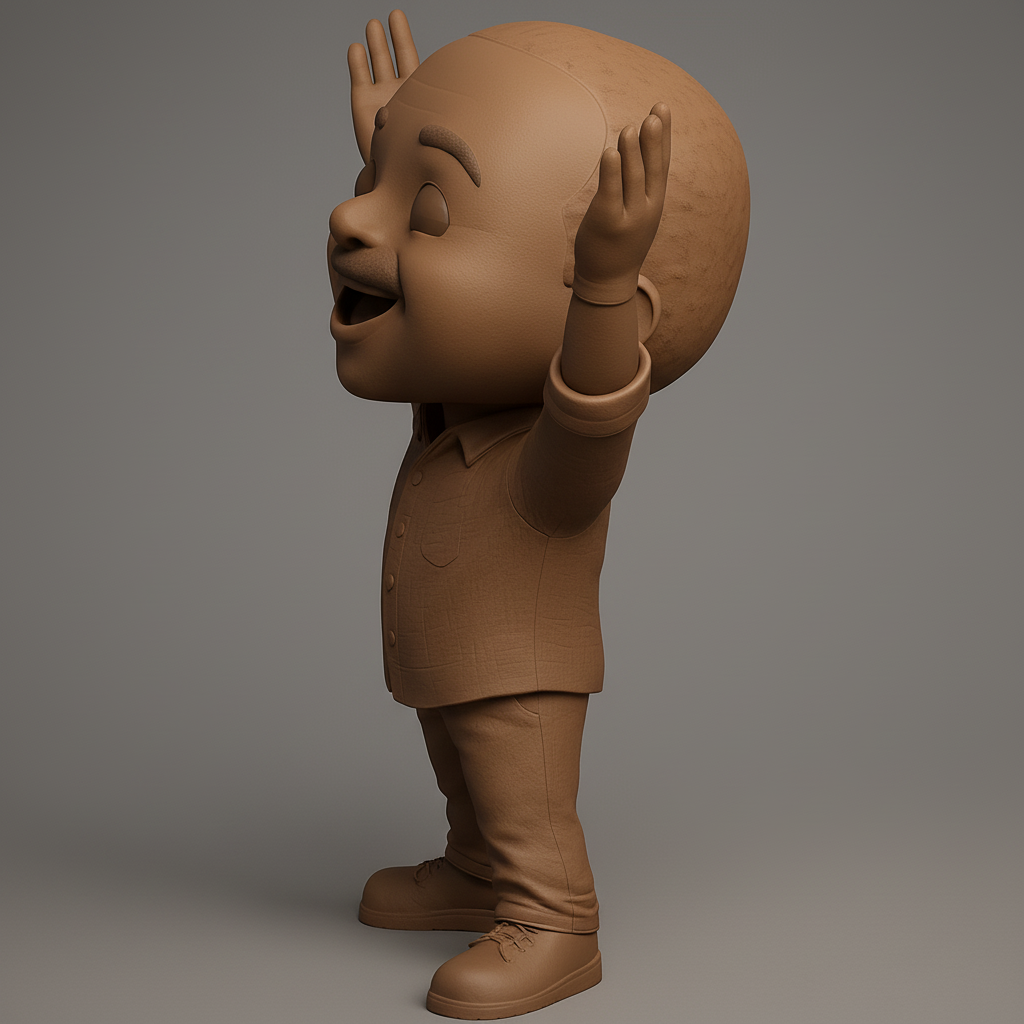 face to 3d model ai-3D portrait printing from photo_Cheery Man Pose 3D Print: Spread Joy & Positivity!