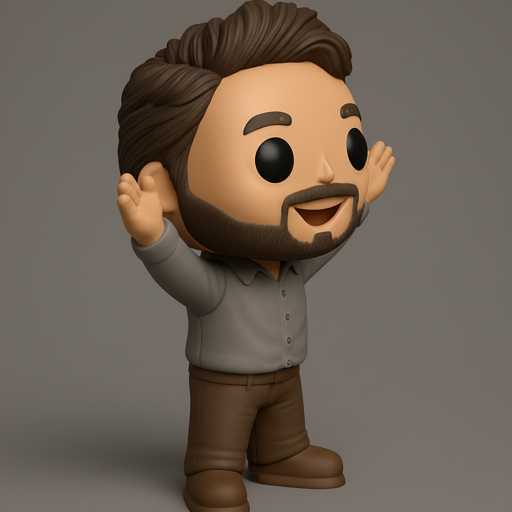 face to 3d model ai-3D portrait printing from photo_Bearded Happy Man Collectible - Funko Style Figurine