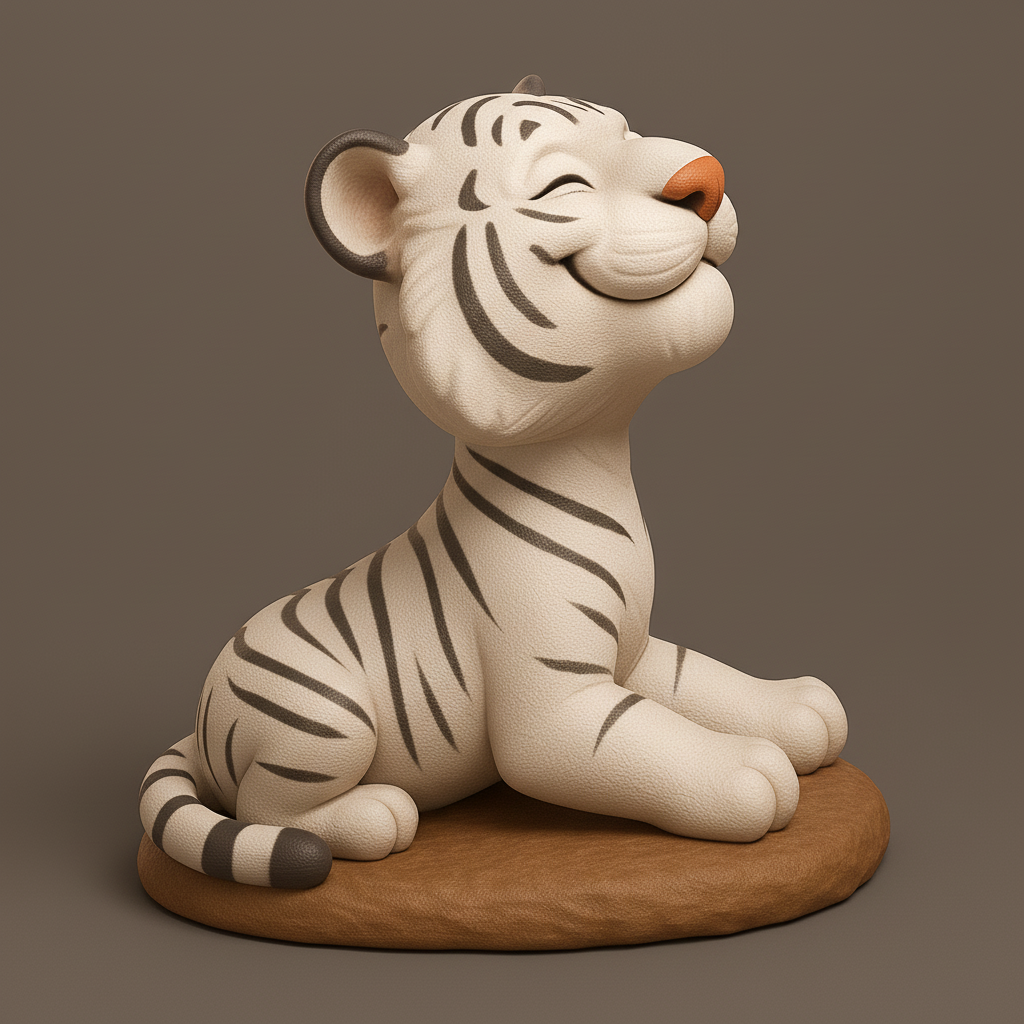 face anatomy 3d model-create 3d face model from photo_Adorable Smiling Tiger Figurine