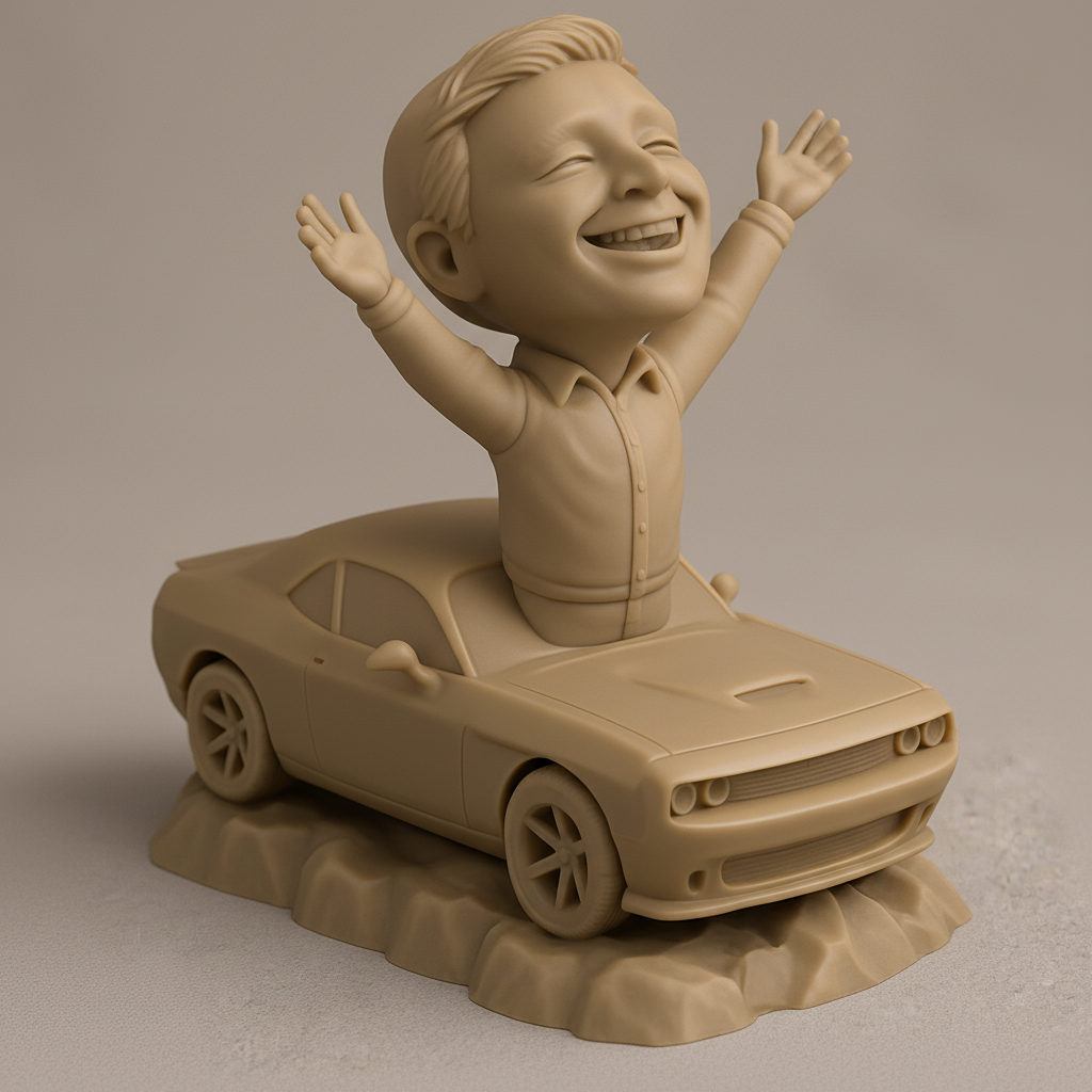 face anatomy 3d model-create 3d face model from photo_Joyful Challenger Driver Figurine: Celebrate Success!