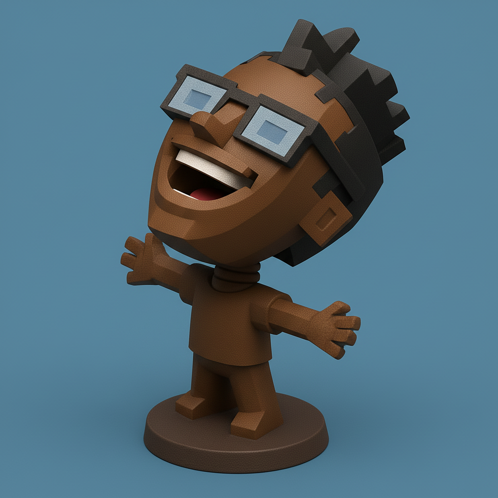 face anatomy 3d model-create 3d face model from photo_Joyful Geek Figurine: Celebrate Positivity!