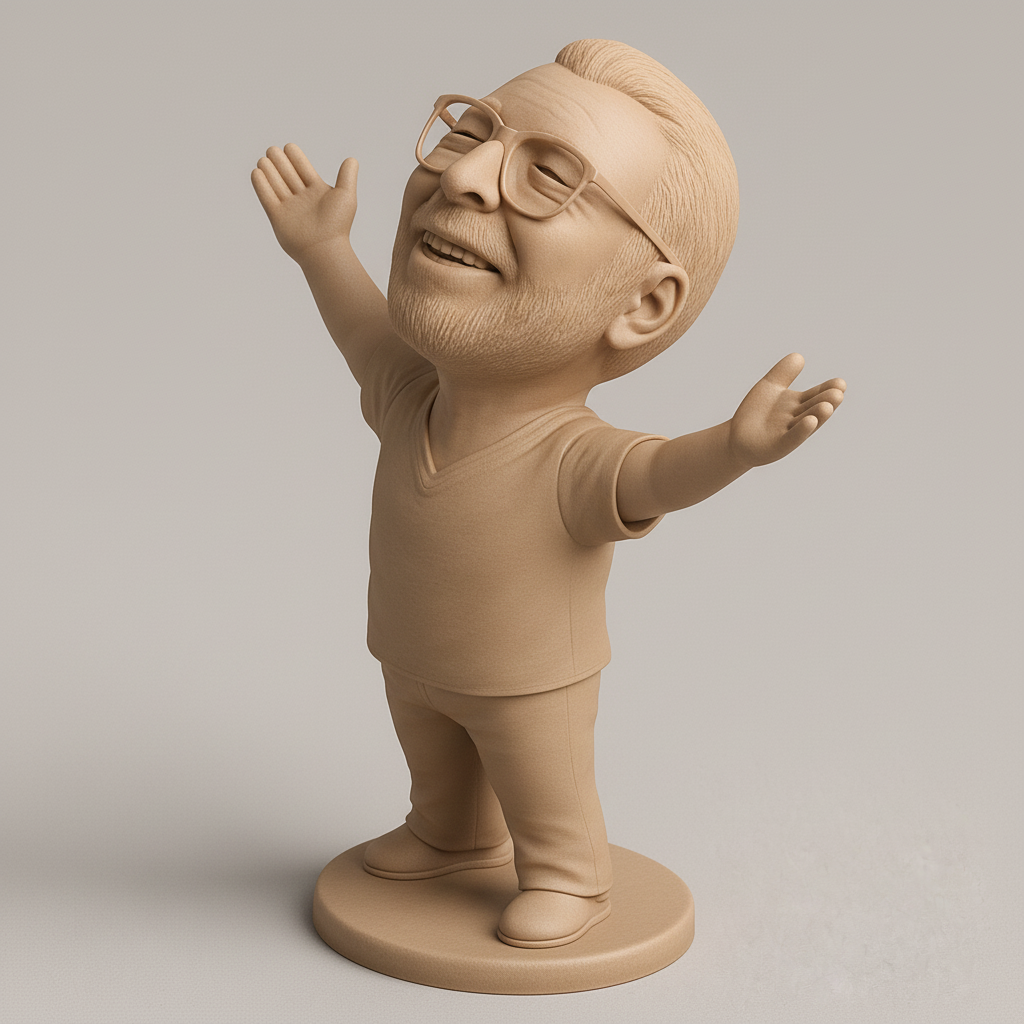 face to 3d model ai-3D portrait printing from photo_Radiant Joy Bobblehead - Your Daily Dose of Happiness