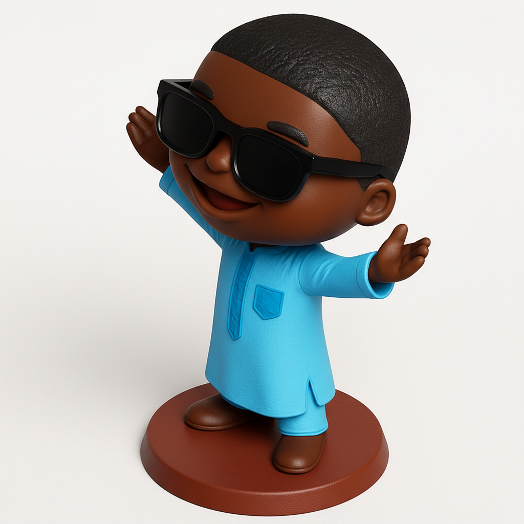 face anatomy 3d model-create 3d face model from photo_Friendly Agbada Boy Figurine with Shades & Open Arms