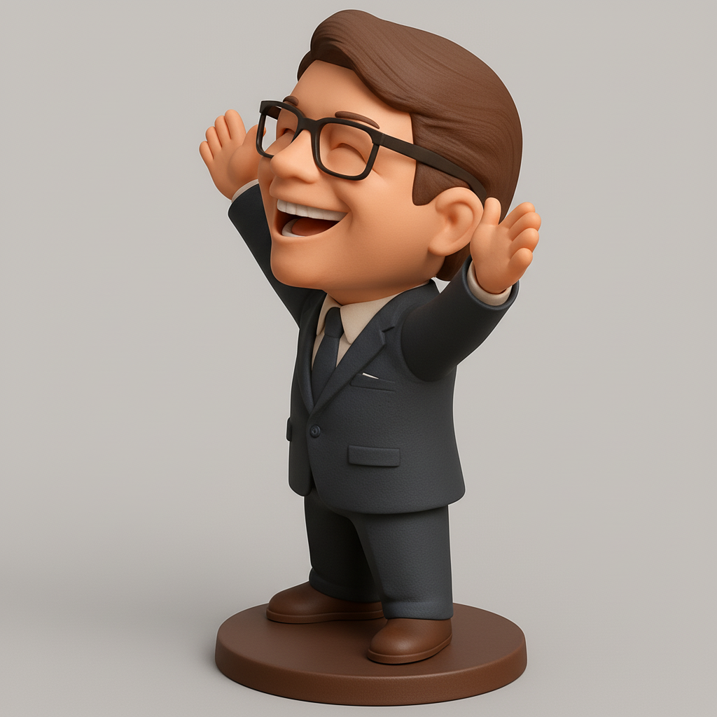 face to 3d model ai-3D portrait printing from photo_Happy Executive Figurine: Embrace Success!