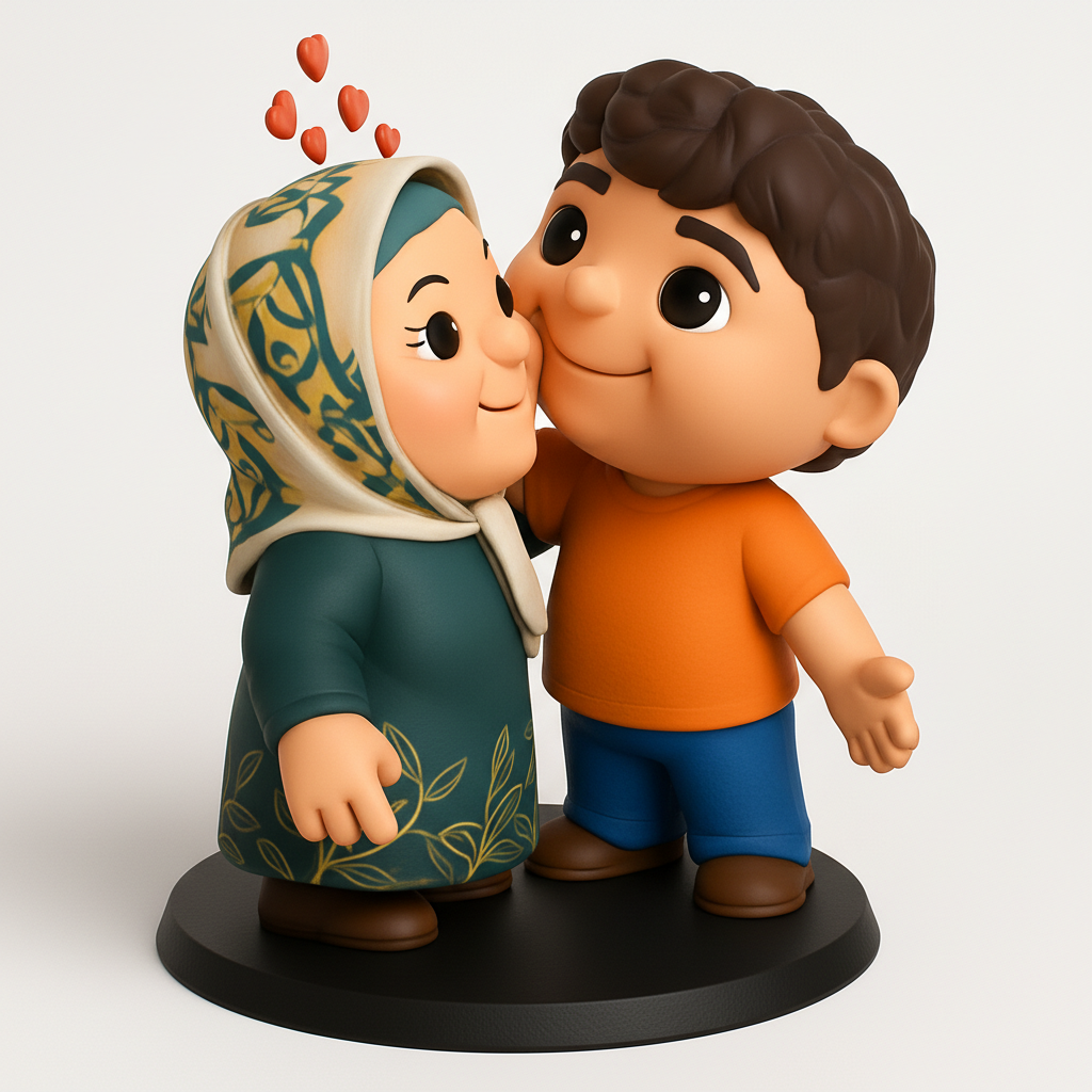face to 3d model ai-3D portrait printing from photo_Sweet Embrace: Love, Peace & Family Figurine