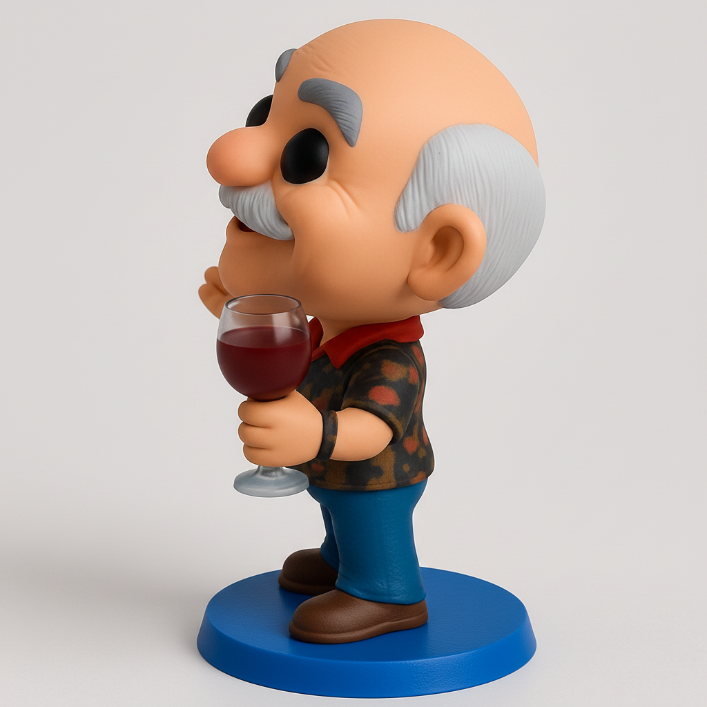 face anatomy 3d model-create 3d face model from photo_Grandpa's Cheers: Happy Wine Lover Figurine
