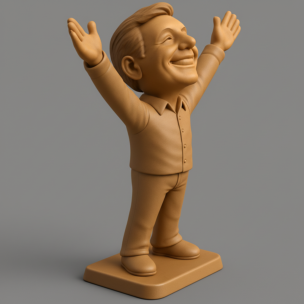 face anatomy 3d model-create 3d face model from photo_Uplifting Joyful Man Statue: Celebrate Success!