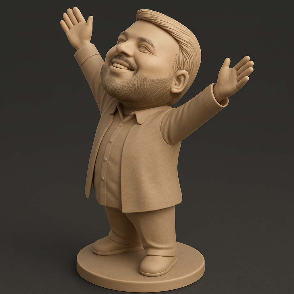 face anatomy 3d model-create 3d face model from photo_Optimistic Bobblehead Figurine: Spread Positivity!