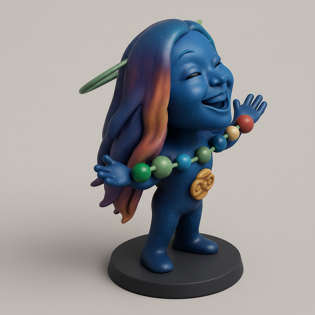 silhouette 3d printer maker-3d portrait printing_Celestial Joy Figure: Cosmic Hugs & Rainbow Hair