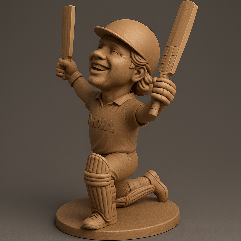 silhouette 3d printer maker-3d portrait printing_Joyful Cricket Champion Figurine