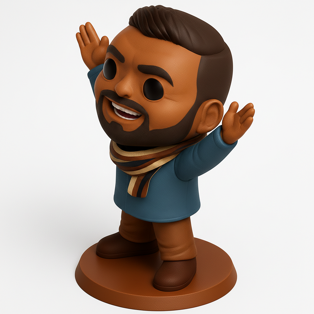 face to 3d model ai-3D portrait printing from photo_Smiling Bearded Character Figurine
