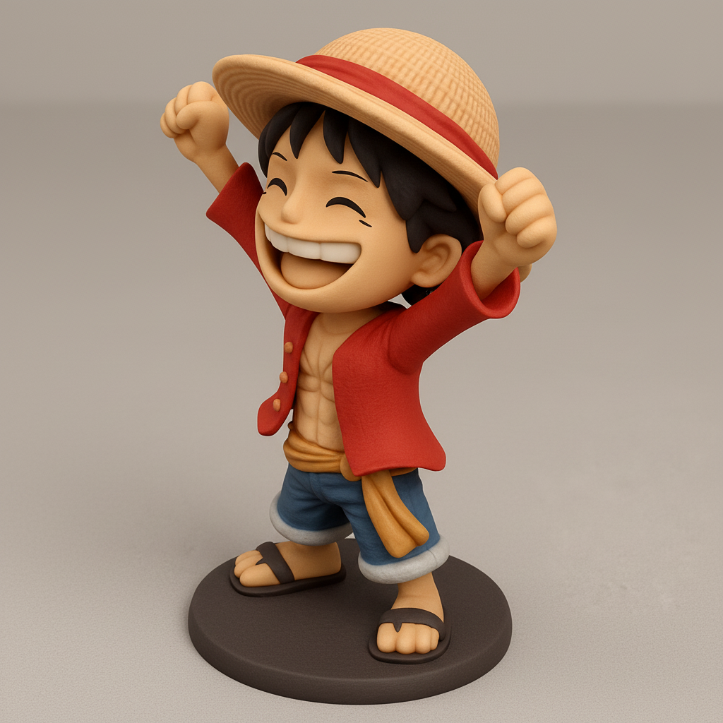 face anatomy 3d model-create 3d face model from photo_Luffy's Enthusiastic Smile - One Piece Figurine