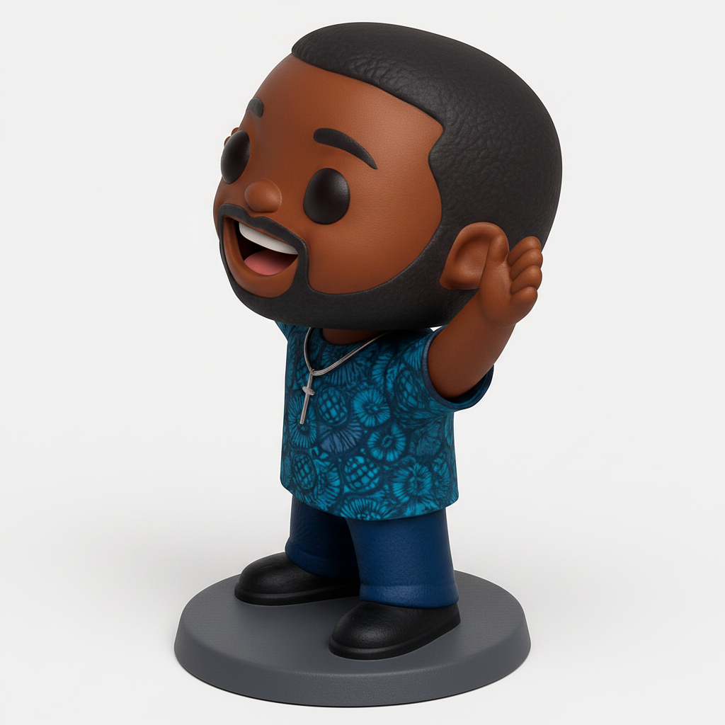 face anatomy 3d model-create 3d face model from photo_Cheerful Pop-Style Figurine: Celebrate Joy & Faith