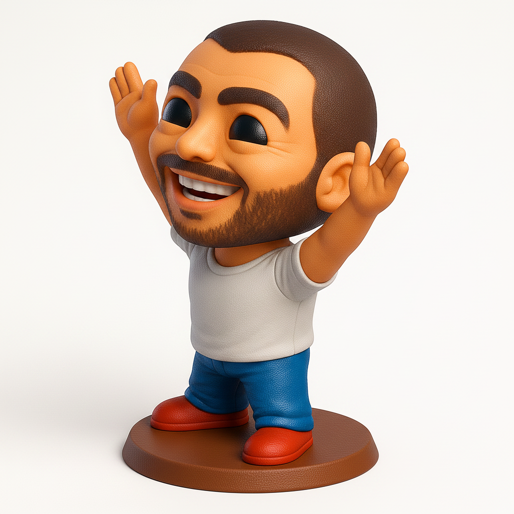 face anatomy 3d model-create 3d face model from photo_Smiling Man Figurine: A Burst of Happiness for Your Desk!