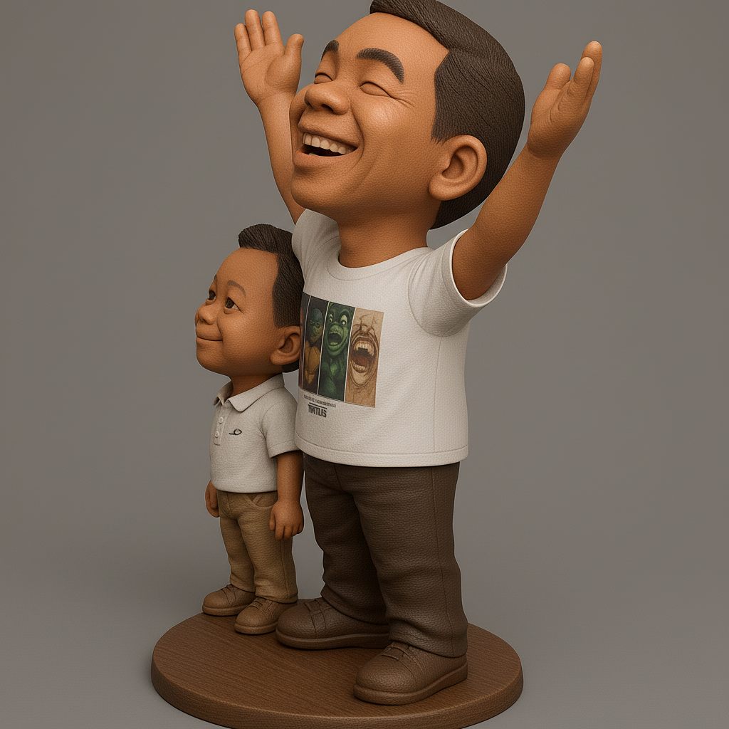 face anatomy 3d model-create 3d face model from photo_Dynamic Duo: Joyful Figurine Set