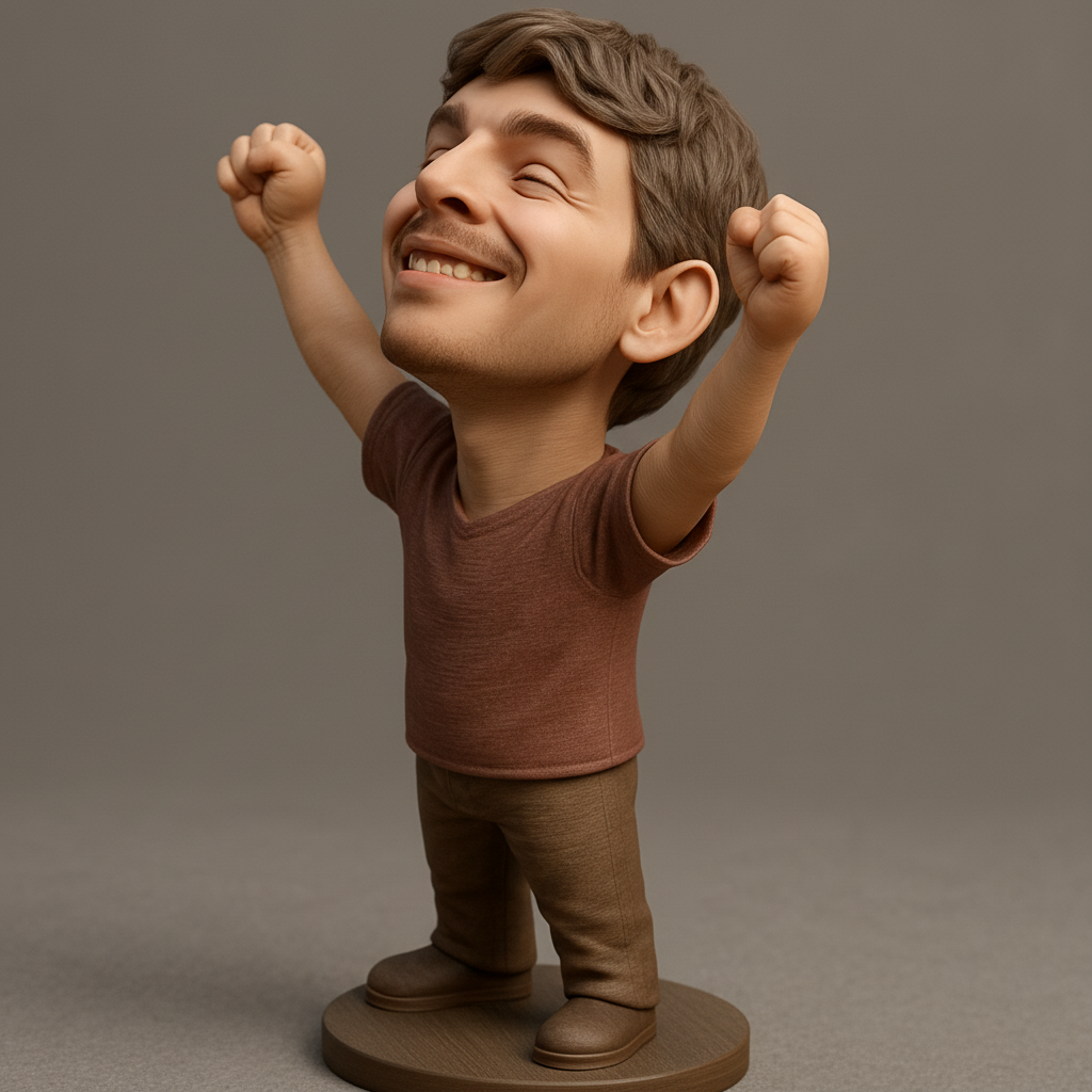 silhouette 3d printer maker-3d portrait printing_Joyful Victory Caricature: Celebrate Success 3D Model!