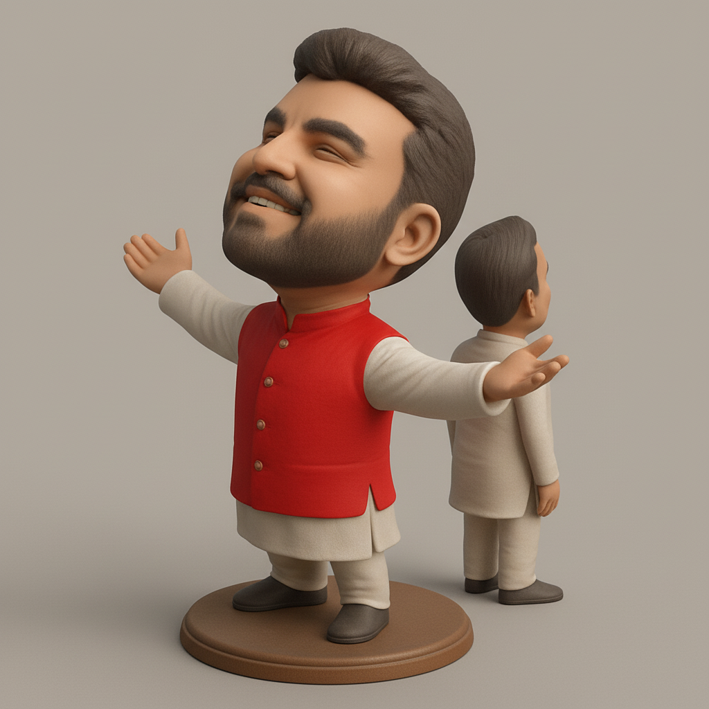face to 3d model ai-3D portrait printing from photo_Joyful Leader & Witty Companion Caricature Duo