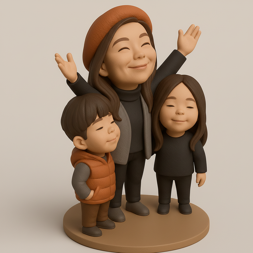 face anatomy 3d model-create 3d face model from photo_Joyful Family Figurine for 3D Printing