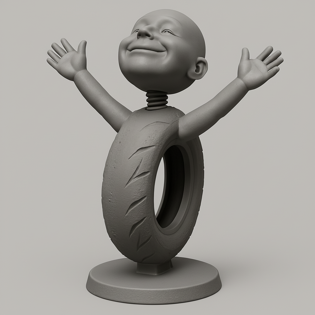 silhouette 3d printer maker-3d portrait printing_Happy Rider Bobblehead: Spreading Smiles on Your Desk