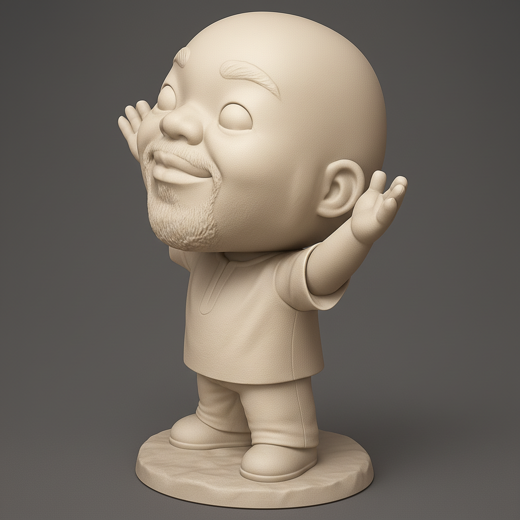 face to 3d model ai-3D portrait printing from photo_Joyful Embrace Chibi Figurine - Spread Happiness!
