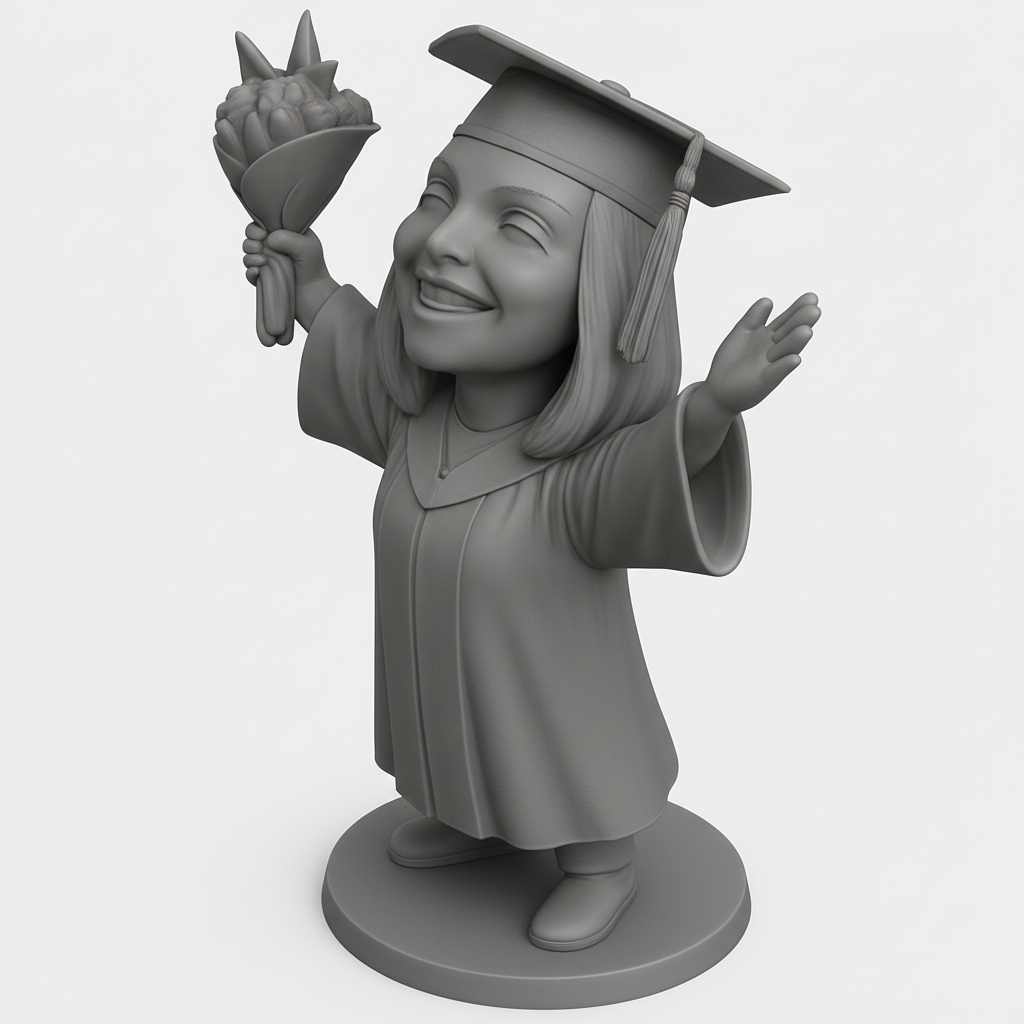 face anatomy 3d model-create 3d face model from photo_Happy Graduate Figurine: Celebrate Academic Success!
