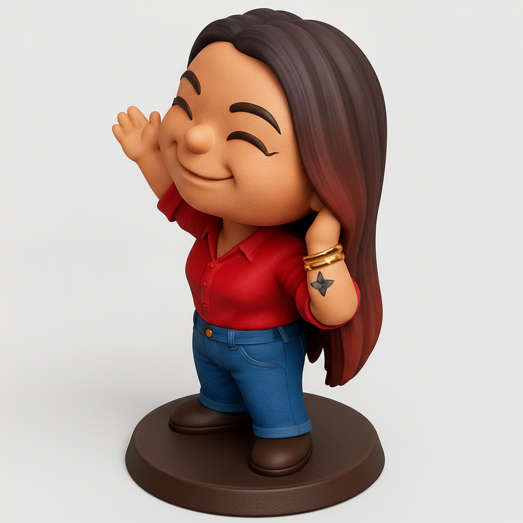 face anatomy 3d model-create 3d face model from photo_Cheerful Waving Girl Figurine - Your Happy Desk Pal