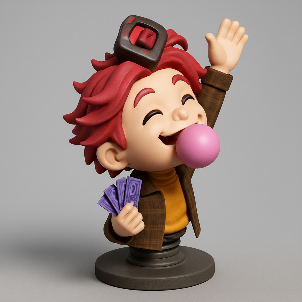 face to 3d model ai-3D portrait printing from photo_Bubblegum Joy Bobblehead: Lucky Charm Desk Pal