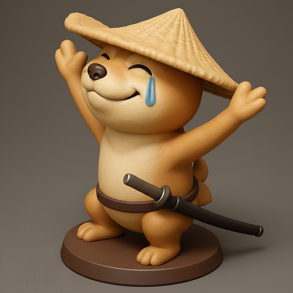 face anatomy 3d model-create 3d face model from photo_Joyful Shiba Inu Samurai - Crying with Laughter Figurine