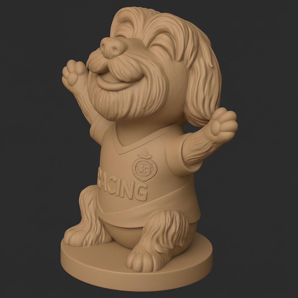 face to 3d model ai-3D portrait printing from photo_Cheering Racing Dog Mascot - Perfect for Sports Fans!