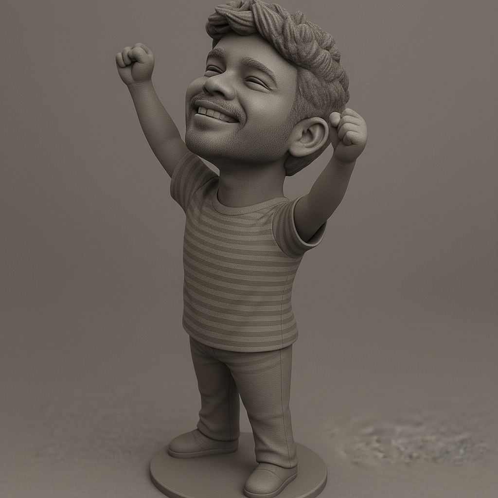 face anatomy 3d model-create 3d face model from photo_Joyful Victory Pose Figure