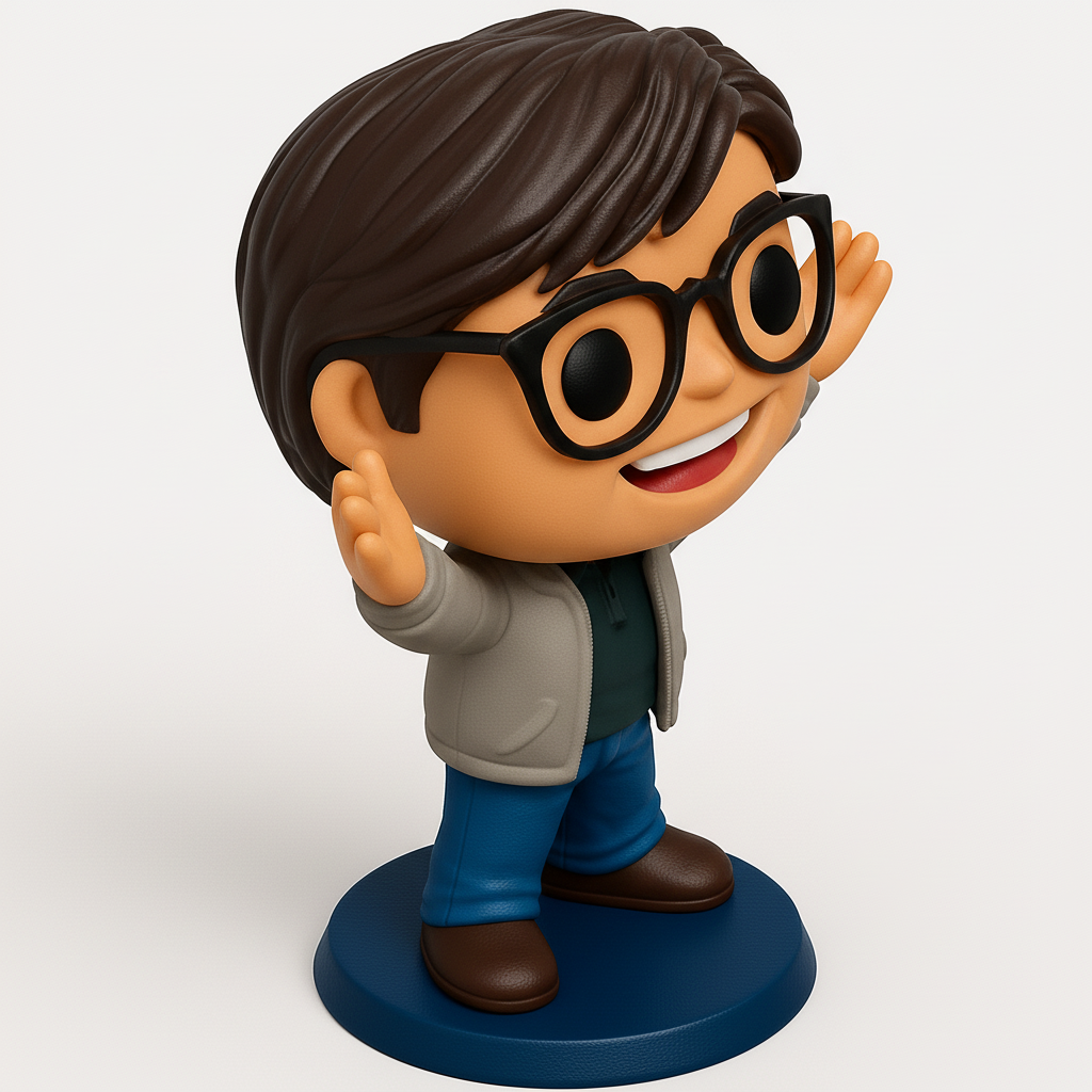 face to 3d model ai-3D portrait printing from photo_Enthusiastic Waving Pop-Style Collectible