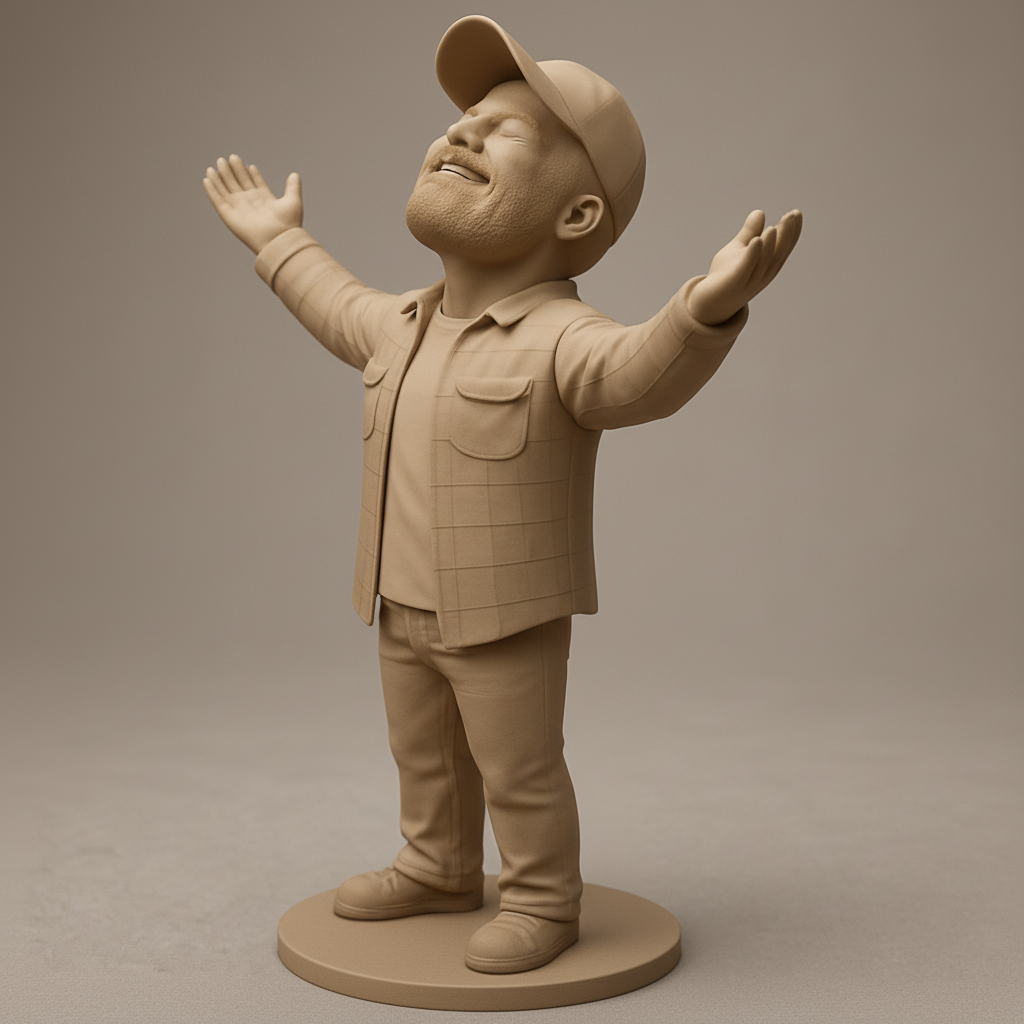 face anatomy 3d model-create 3d face model from photo_Open Arms of Joy: Happy Man Figurine 3D Print